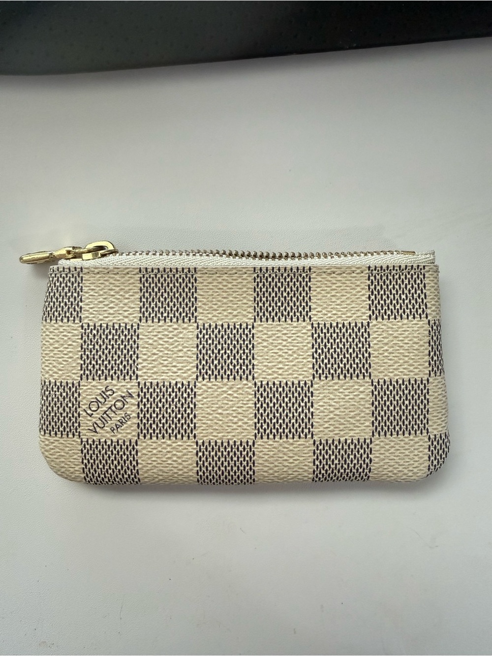 Louis Vuitton Damier Azur Zip Key Pouch with Gold Hardware